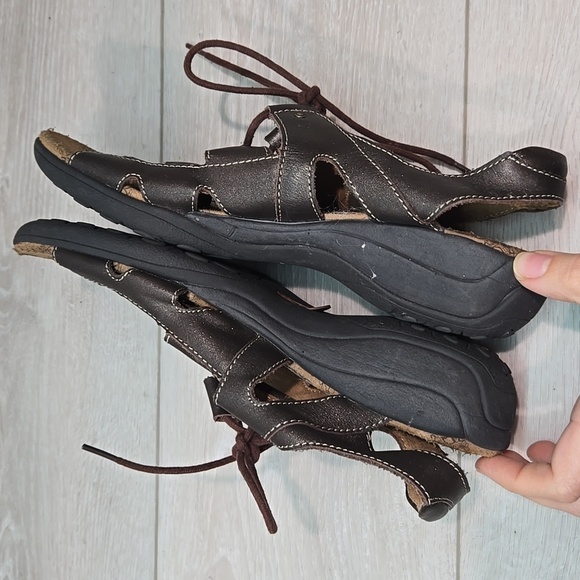 Taos Women Brown Leather Sandals with Lace-Up Design Shoes Sz 9 - Picture 9 of 13